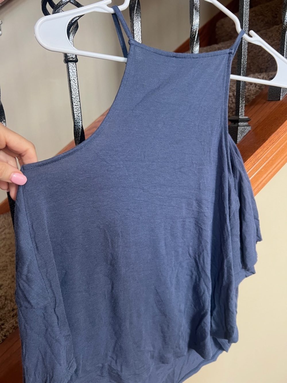 Express Navy Ruffle Spaghetti Strap Tank - Picture 6 of 6